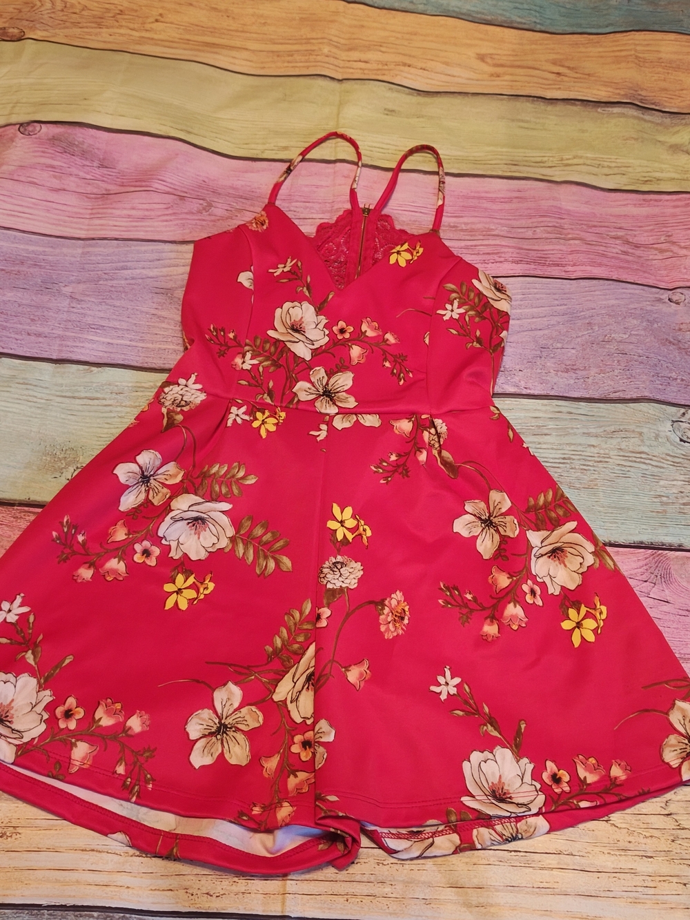 Medium 0'delilah Red Floral Romper #SS04